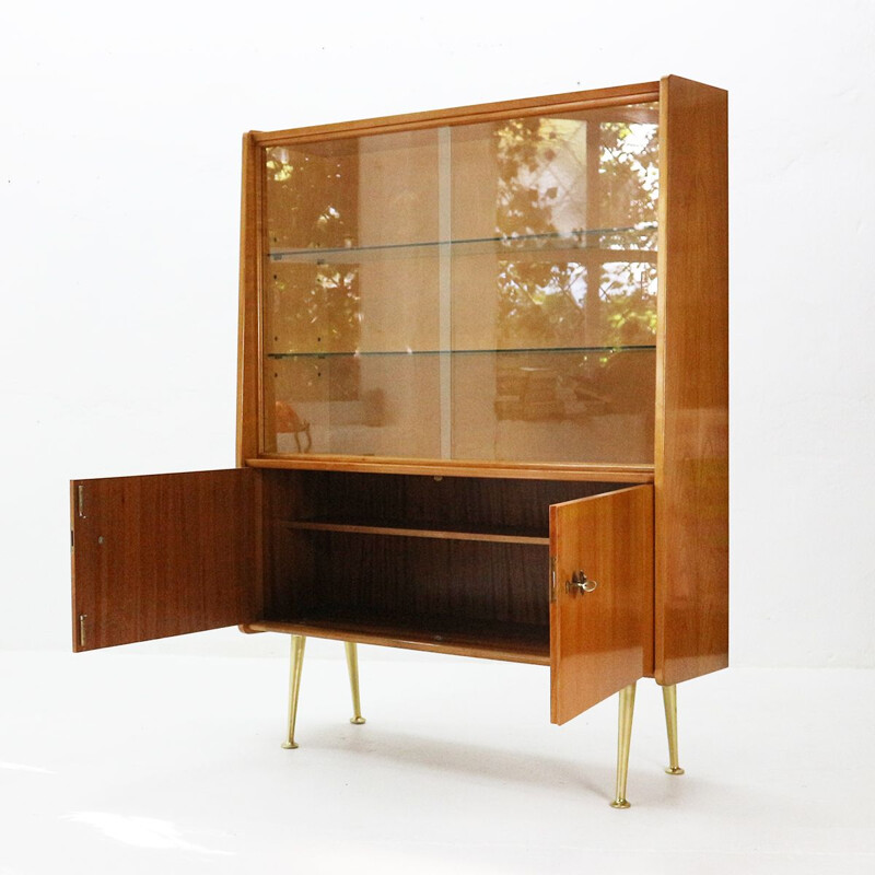 Vintage cherrywood cabinet with brass details