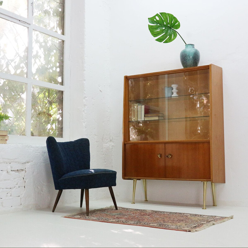 Vintage cherrywood cabinet with brass details