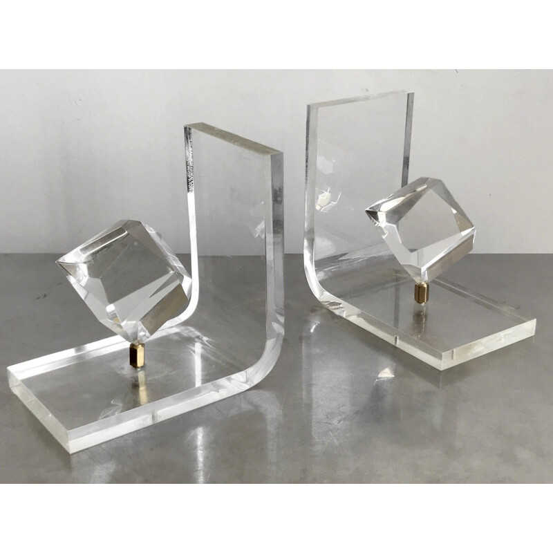 Pair of bookends in plexiglass