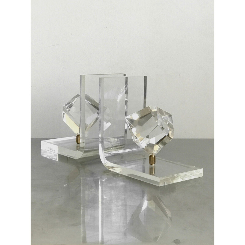 Pair of bookends in plexiglass