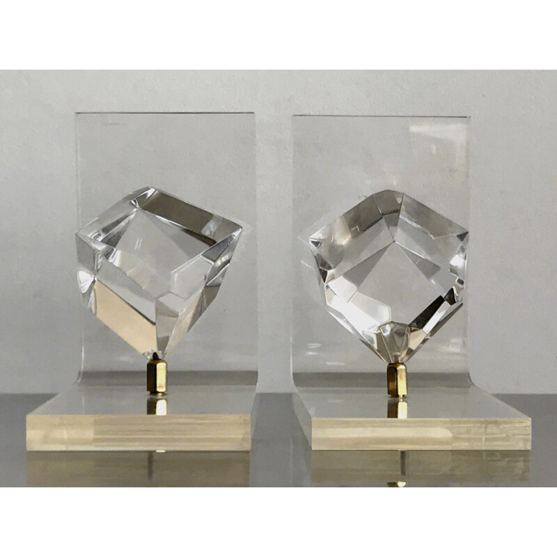 Pair of bookends in plexiglass