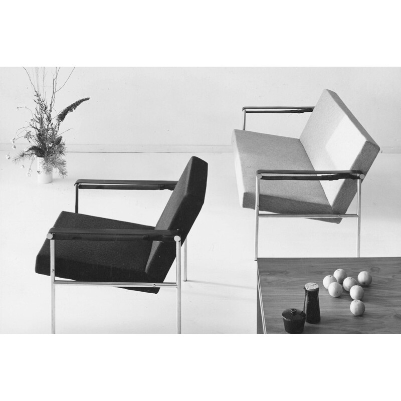 Easy chair SZ38 in fabric, leather and metal, Martin VISSER, T Spectrum edition - 1960s