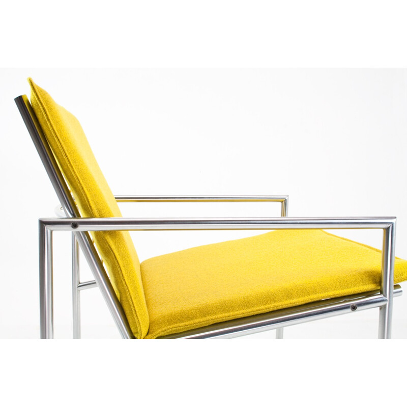 Easy chair SZ03 in yellow fabric and chromed metal, Martin VISSER, T Spectrum edition - 1960s