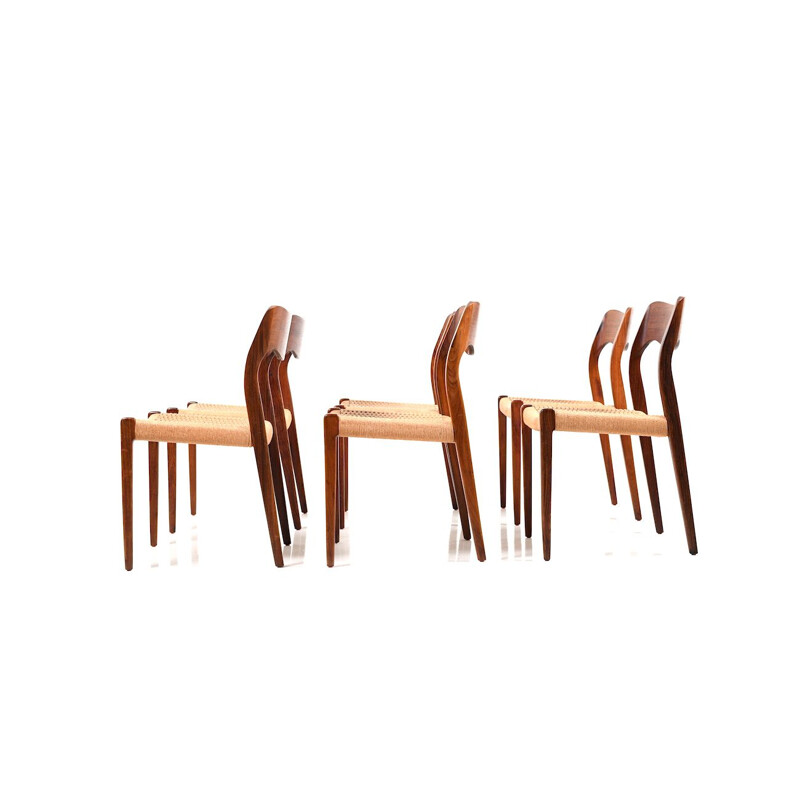 Set of 6 vintage chairs Model No.71 by N.O.Moller