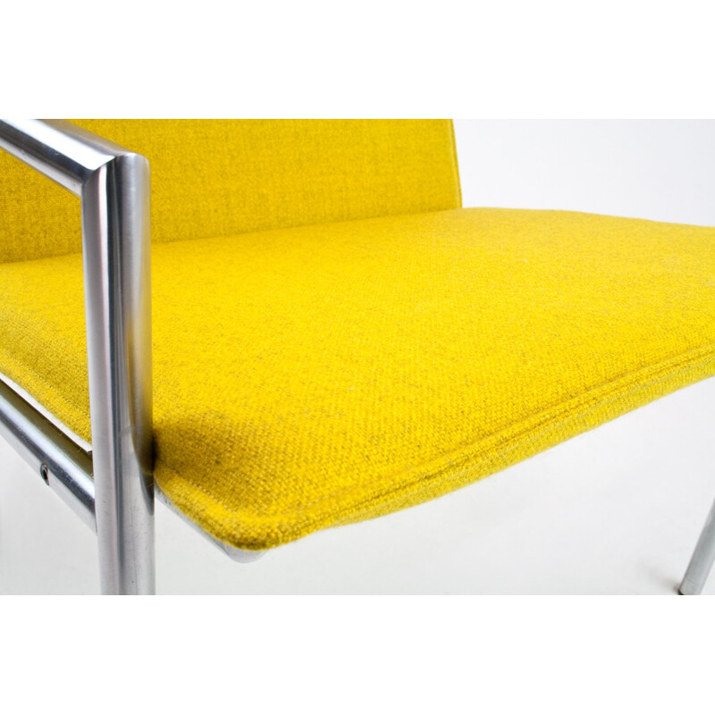 Easy chair SZ03 in yellow fabric and chromed metal, Martin VISSER, T Spectrum edition - 1960s