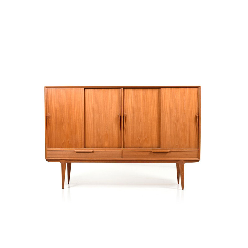 Vintage danish highboard in teak by Gunni Omann