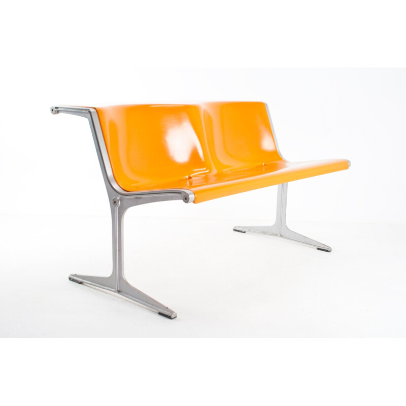 Vintage bench in glass fiber and aluminum, Friso KRAMER, Wilkhahn edition - 1967