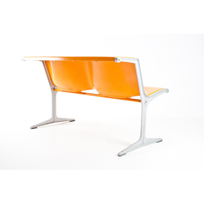 Vintage bench in glass fiber and aluminum, Friso KRAMER, Wilkhahn edition - 1967