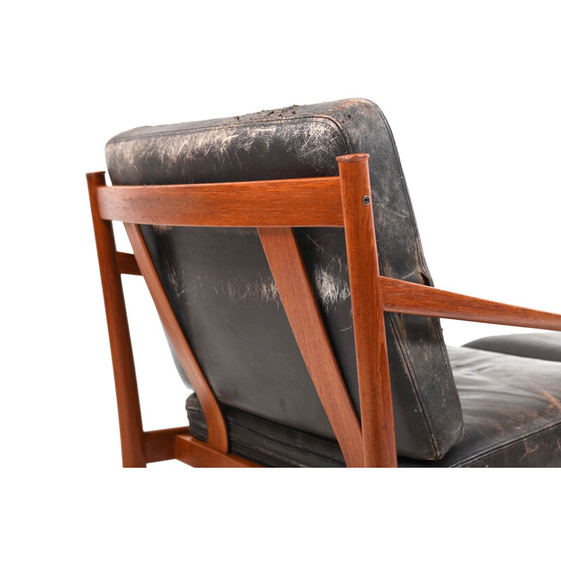 Vintage danish lounge chair and footstool by Peter Hvidt & Orla Mølgaard-Nielsen