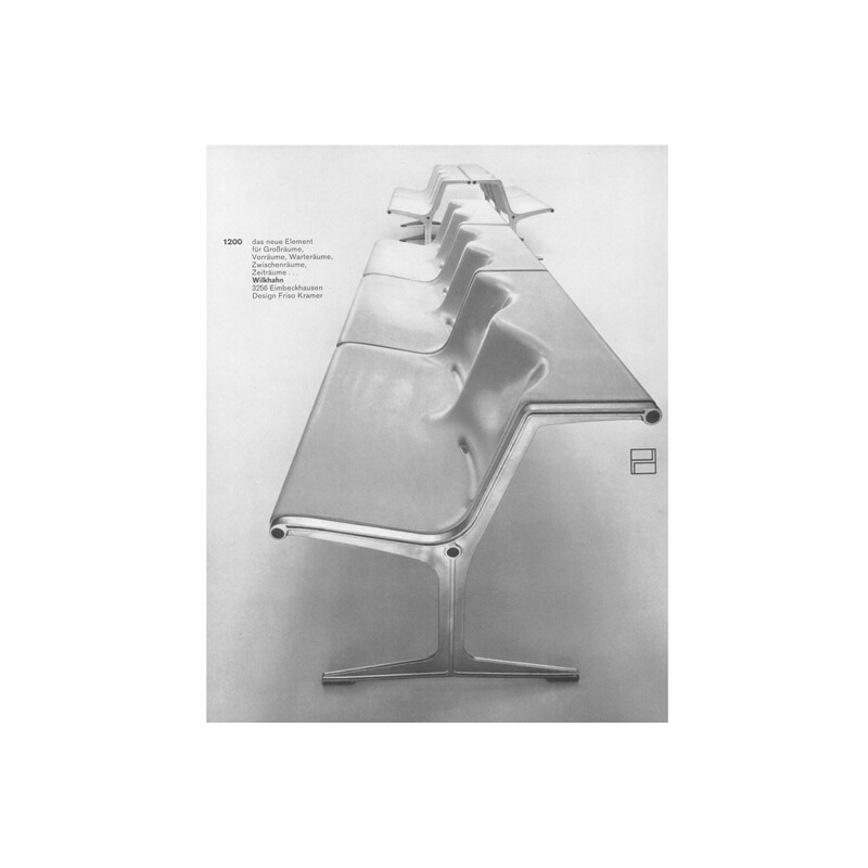 Vintage bench in glass fiber and aluminum, Friso KRAMER, Wilkhahn edition - 1967