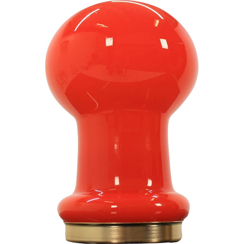 Vintage red glass lamp by Valašské Meziříčí, Czechoslovakia