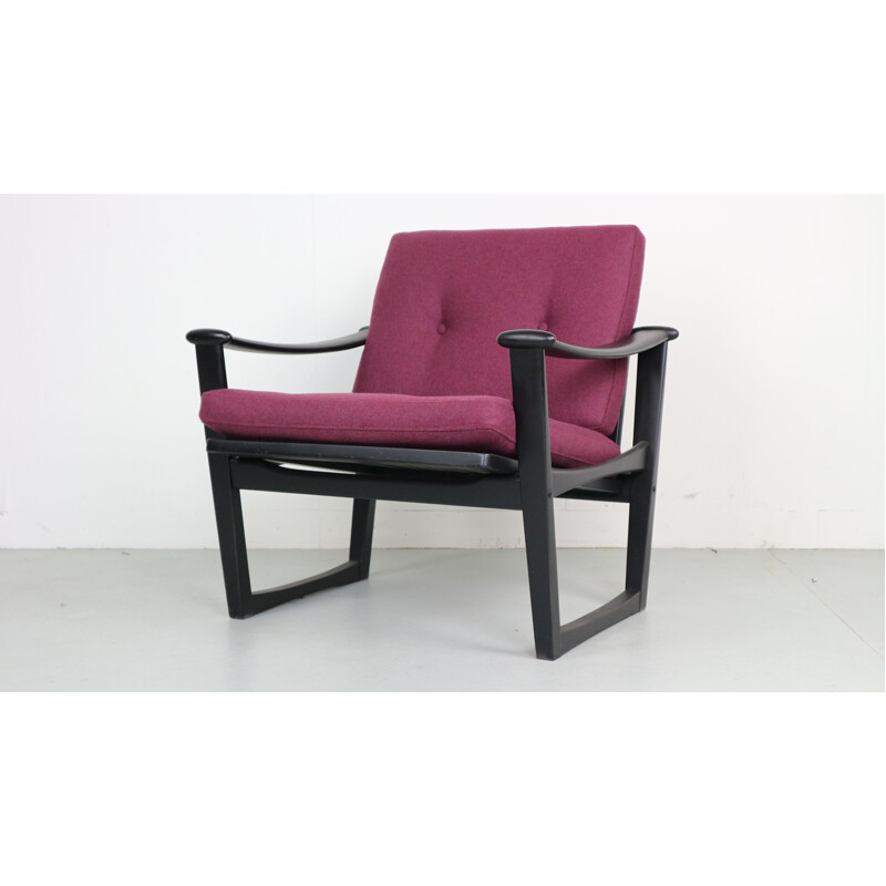 Vintage armchair in oakwood and wool by Pastoe 1960