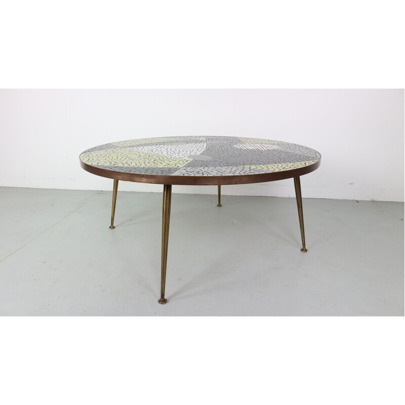 Table basse vintage Muller avec mosaïque 1960