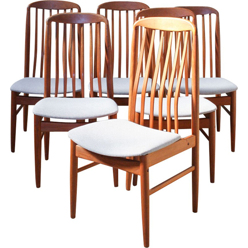 6 Teak Dining Chairs by Benny Linden, 1970s