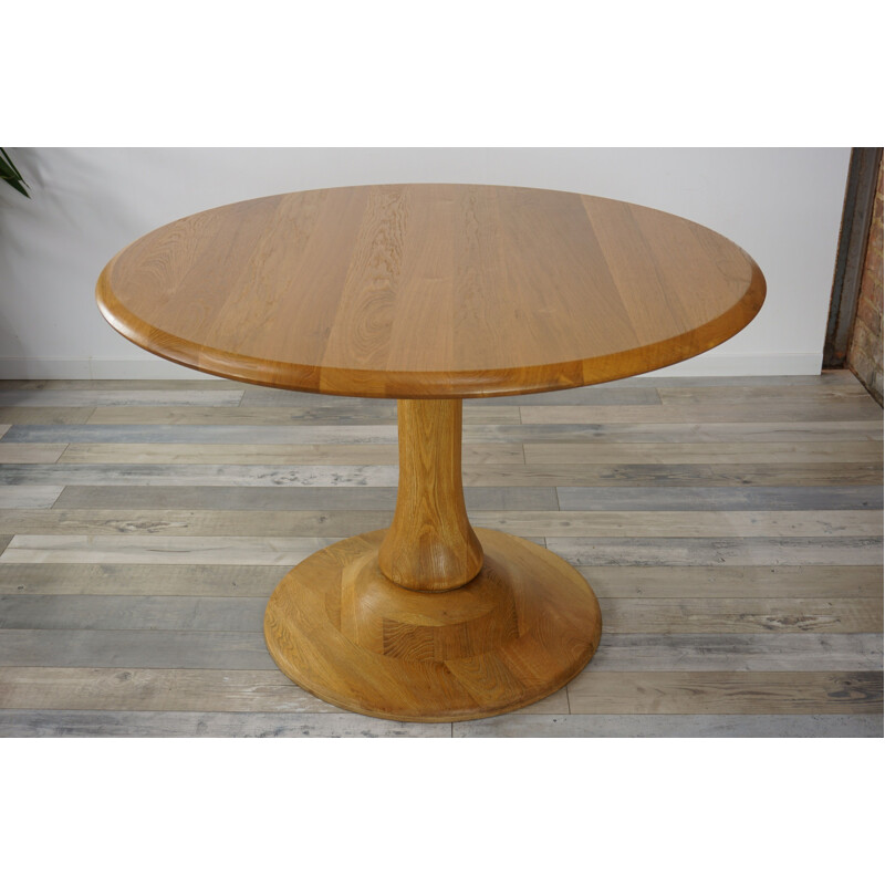 Vintage belgian table in oak tulip base 1970