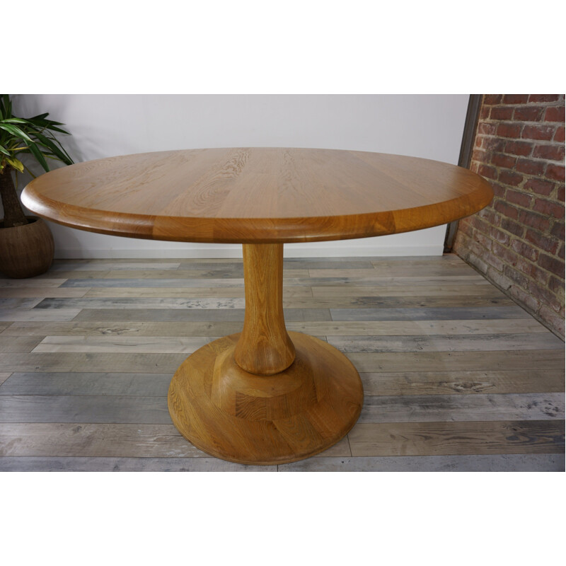 Vintage belgian table in oak tulip base 1970