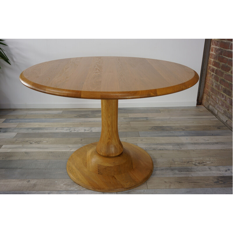 Vintage belgian table in oak tulip base 1970