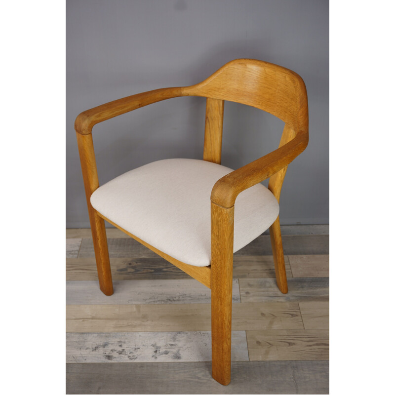 Suite de 4 chaises vintage belge en chêne 1970