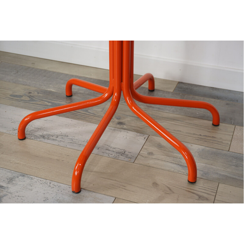 Vintage lacquered orange metal coat rack