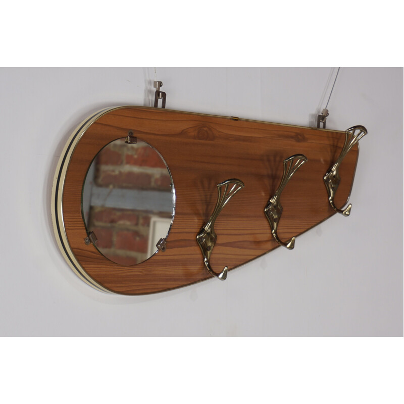 Vintage belgian wall coat rack 1950