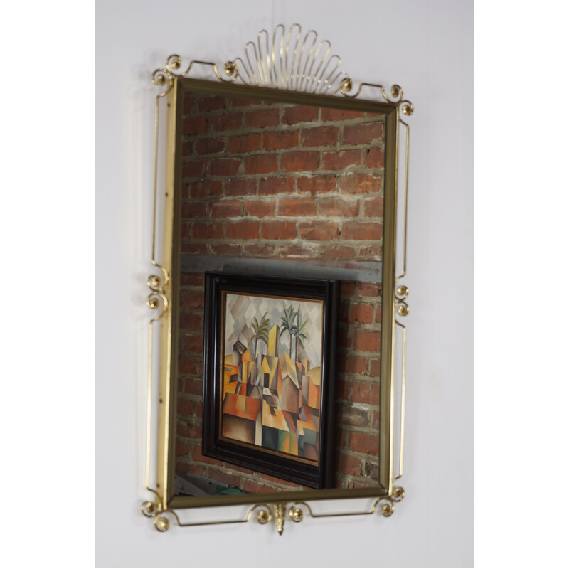 Vintage rectangular mirror in brass 1950