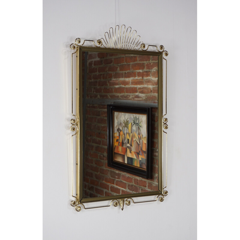 Vintage rectangular mirror in brass 1950