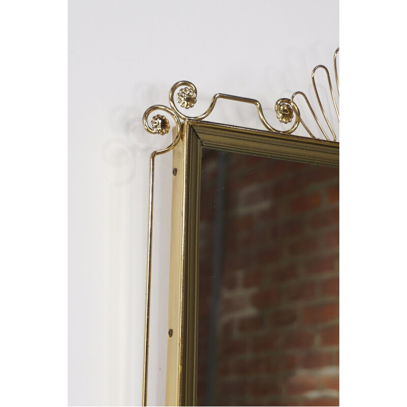 Vintage rectangular mirror in brass 1950