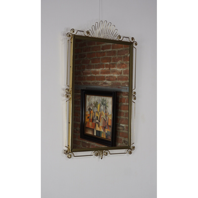 Vintage rectangular mirror in brass 1950