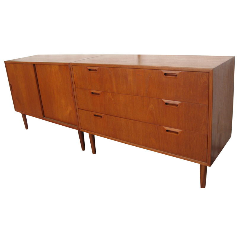 Sideboard and twin chest of drawers in teak - 1960s