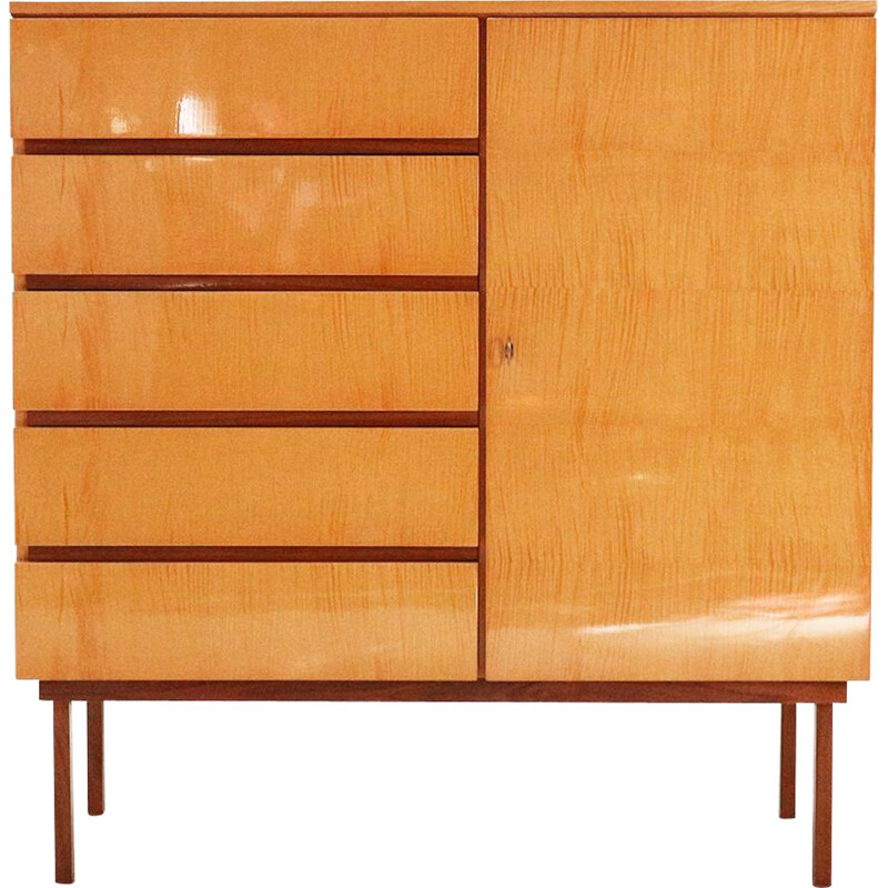 Vintage chest of drawers in Maple and Walnut