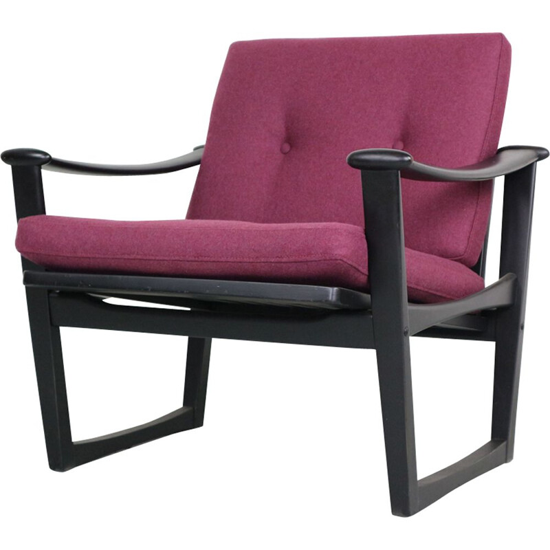 Vintage armchair in oakwood and wool by Pastoe 1960