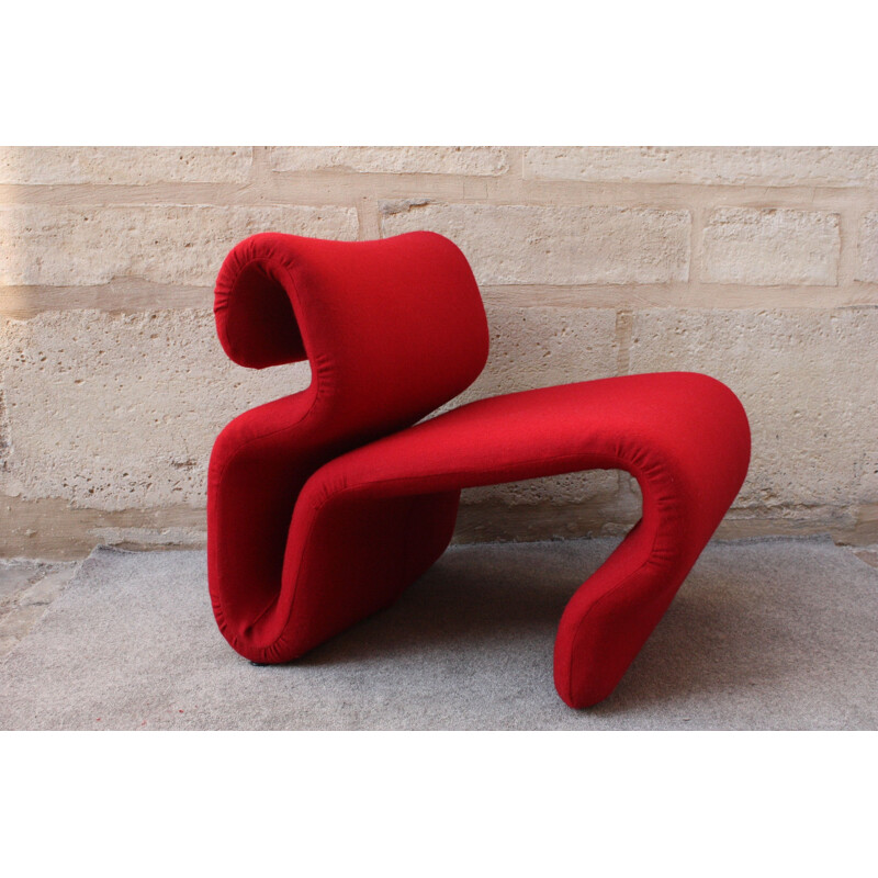 Vintage red armchair "Etcetera" by Jan Ekselius