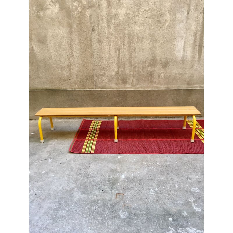 Vintage French yellow school bench