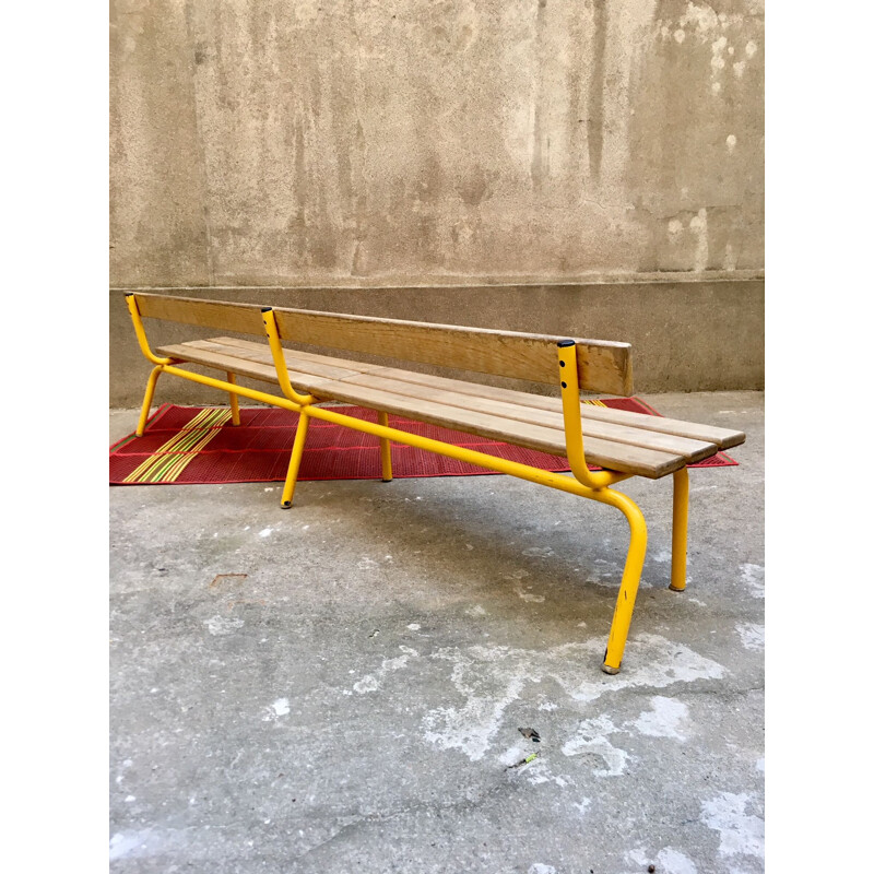 Vintage French yellow school bench
