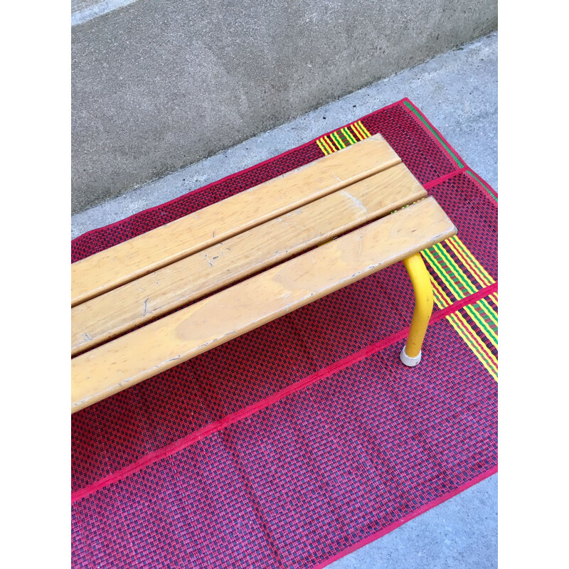 Vintage French yellow school bench