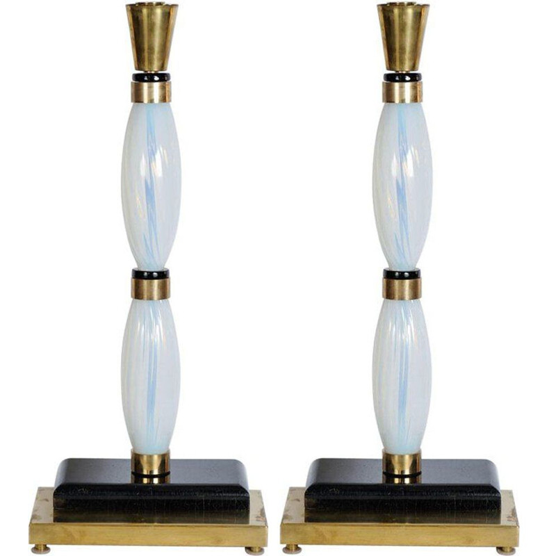 Pair of lamps vintage "Toso" in Murano glass