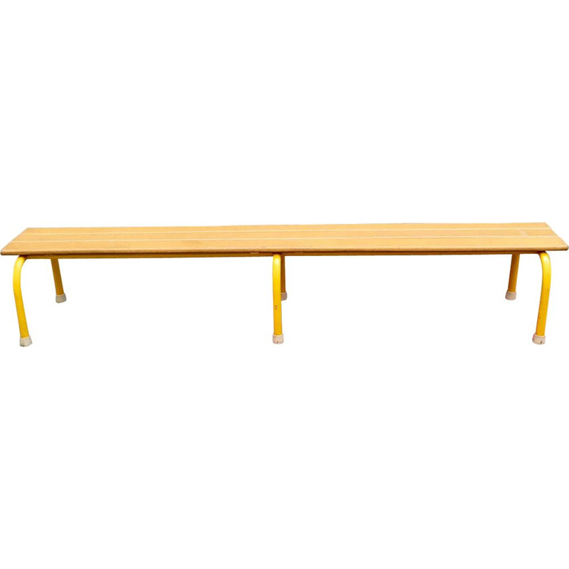 Vintage French yellow school bench