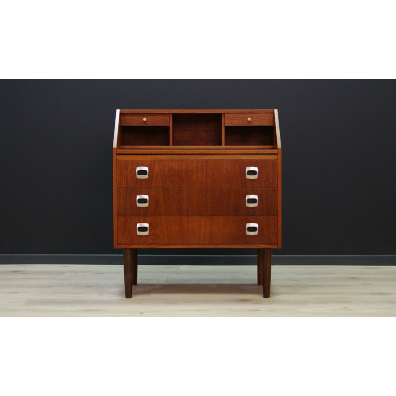 Vintage scandinavian writing desk in teak with mirror 1965