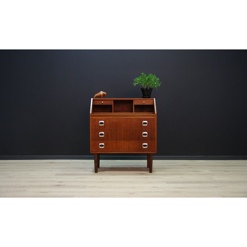 Vintage scandinavian writing desk in teak with mirror 1965