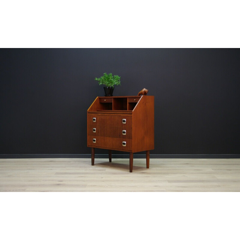 Vintage scandinavian writing desk in teak with mirror 1965