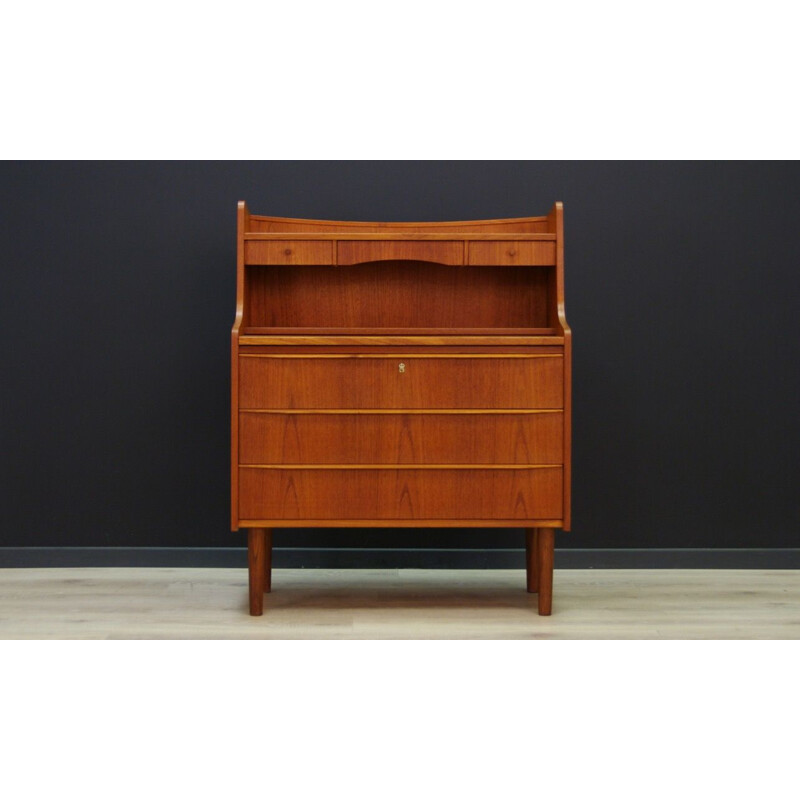 Vintage scandinavian writing desk teak veneered 1970