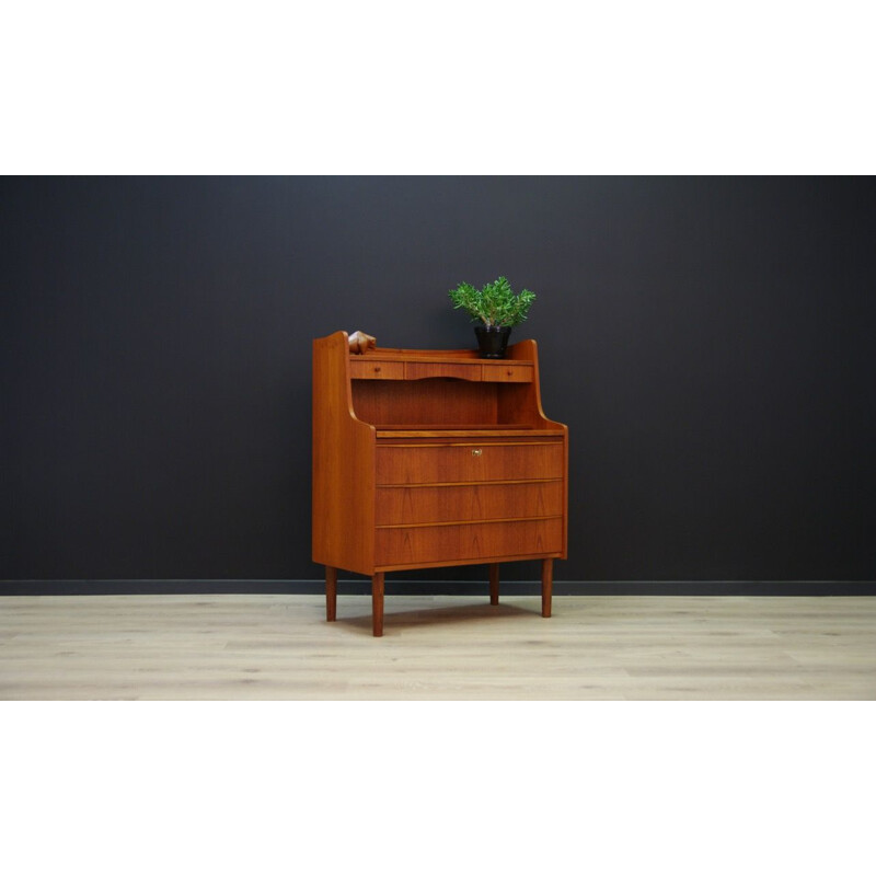 Vintage scandinavian writing desk teak veneered 1970