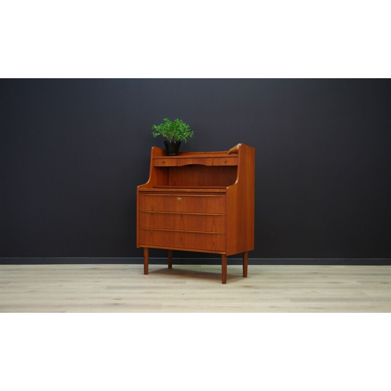 Vintage scandinavian writing desk teak veneered 1970