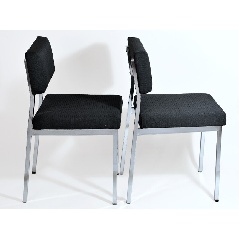 Paire de chaises de bureau en métal chromé et tissu - 1960