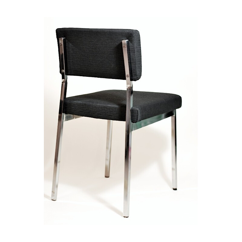 Paire de chaises de bureau en métal chromé et tissu - 1960