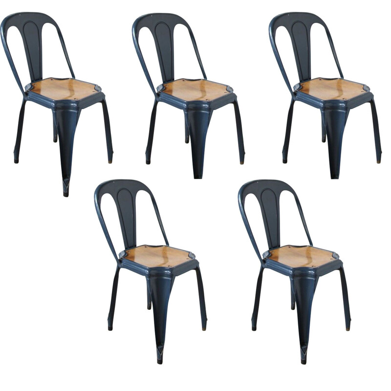 Set of 5 vintage belgian chairs in fibrosis 1940