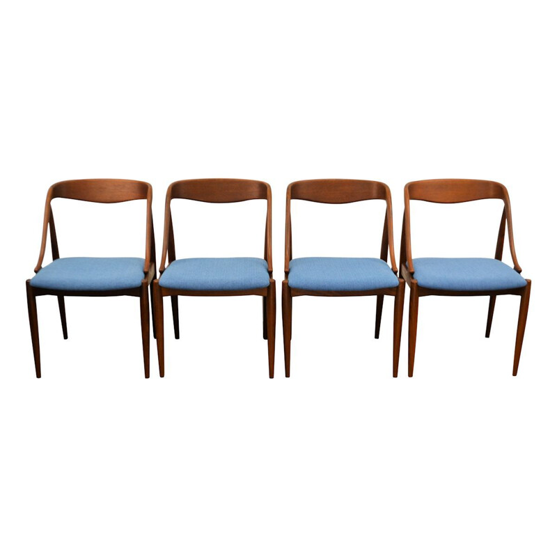 Set of 4 blue vintage dining chairs by Johannes Andersen
