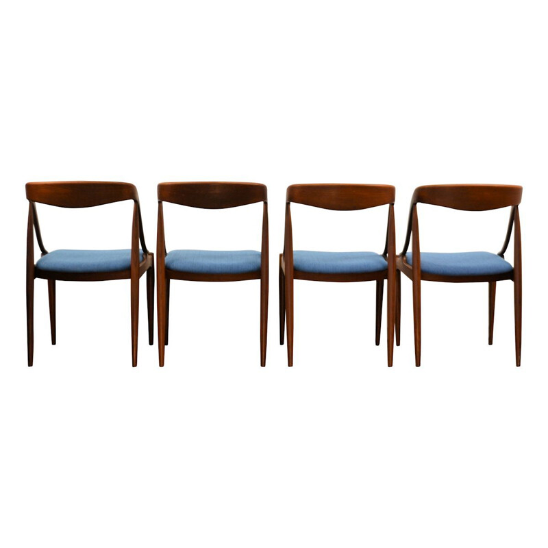 Set of 4 blue vintage dining chairs by Johannes Andersen