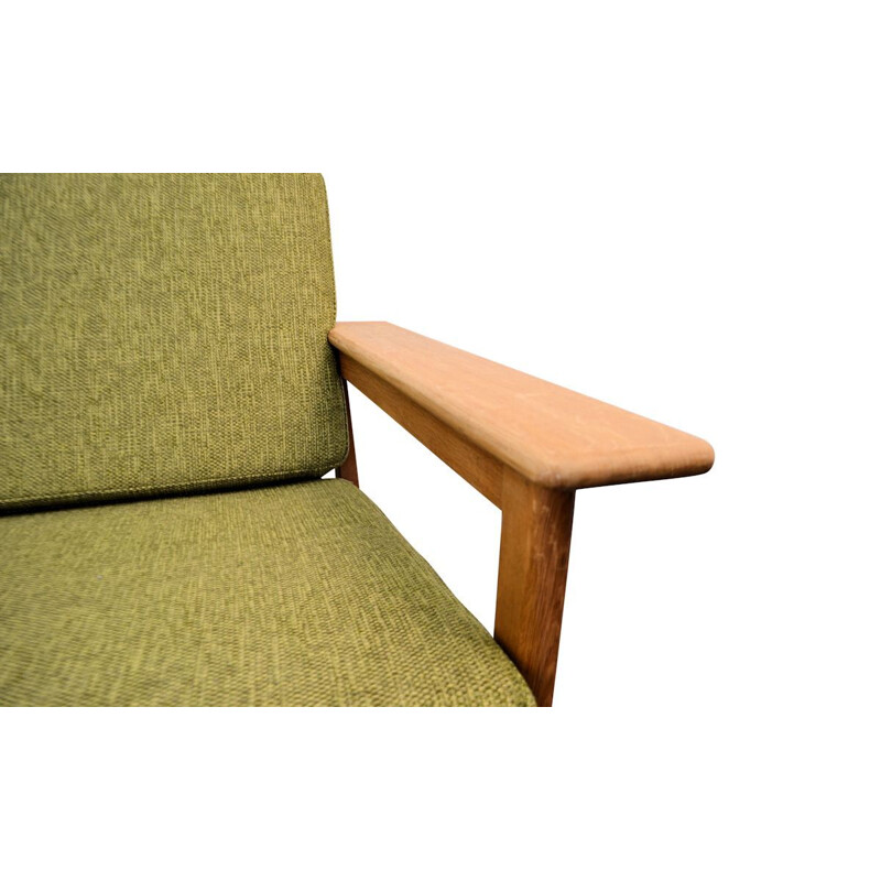 Vintage green 3-seating sofa in oak by Børge Jensen