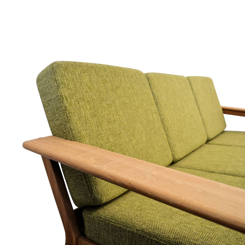 Vintage green 3-seating sofa in oak by Børge Jensen